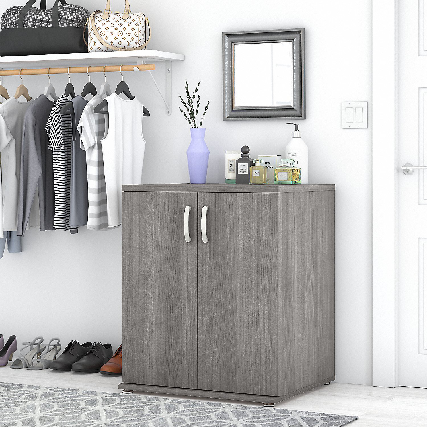 Universal Tall Clothing Storage Cabinet in Platinum Gray - Engineered Wood