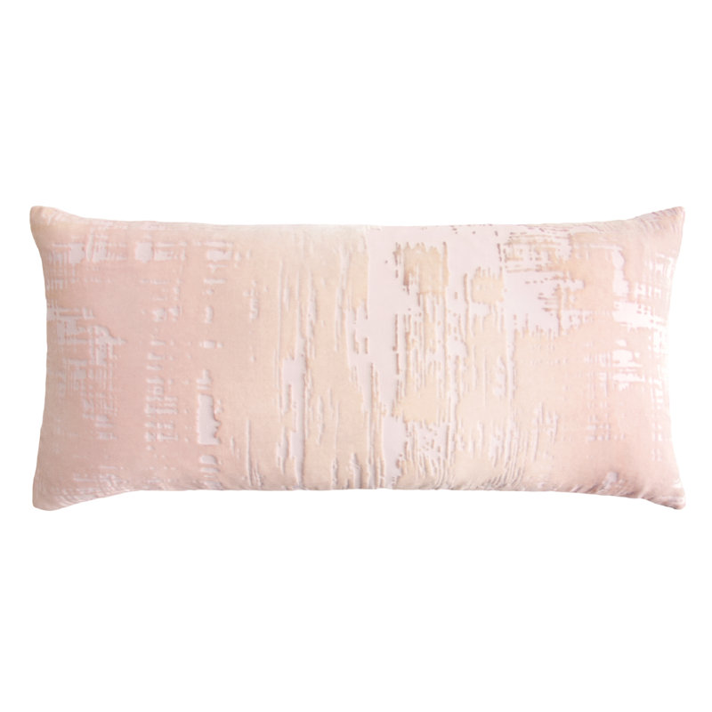 Brush Stroke Lumbar Pillow Cover & Insert, Blush, 12" H x 24" W