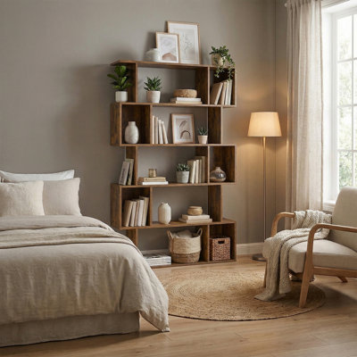 Minimalist 5-Tier Open Bookshelf, Heavy-Duty Cubby Storage with Anti-Tip Kit