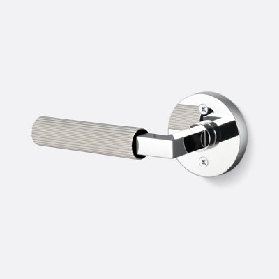 Levanto Round Dummy Rosette In Polished Chrome, Straight Knurled Grip In Satin Nickel