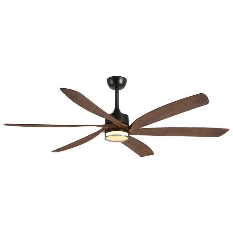 Ventilateur de plafond d'extérieur moderne 64 "avec lumière et télécommande, 6 pales en ABS, moteur à courant continu réversible