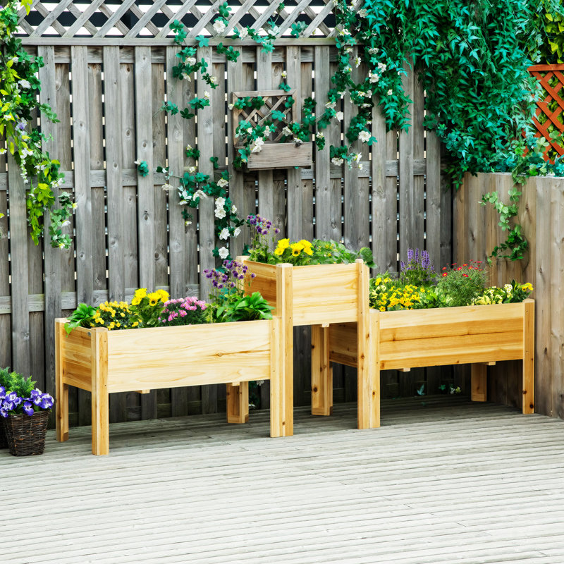 Ensemble de 3 jardinières surélevées Outsunny