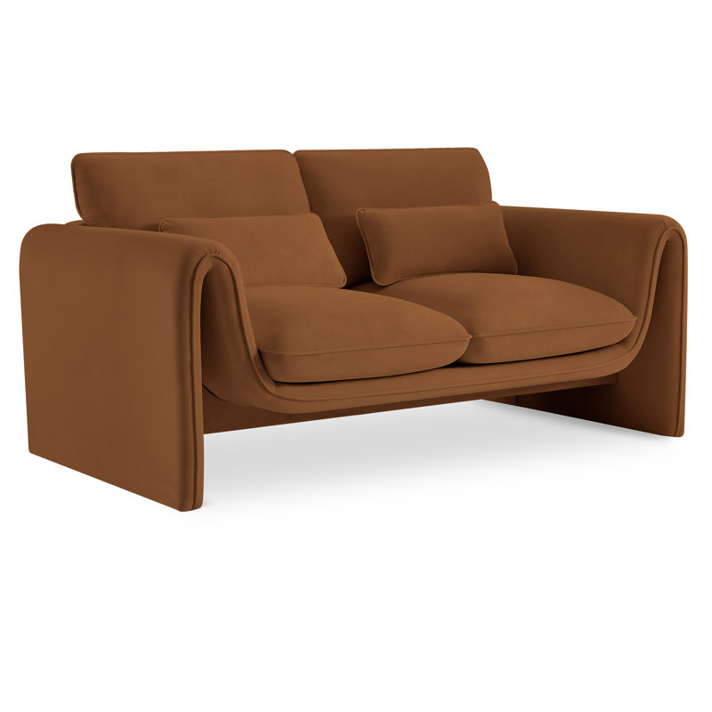Sloan 64" Velvet Loveseat, Saddle Velvet