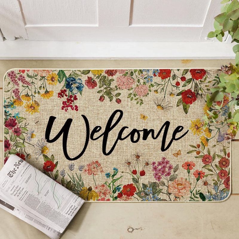 Paillasson Fleurs Lavande Daisy Welcome Spring, Home ...