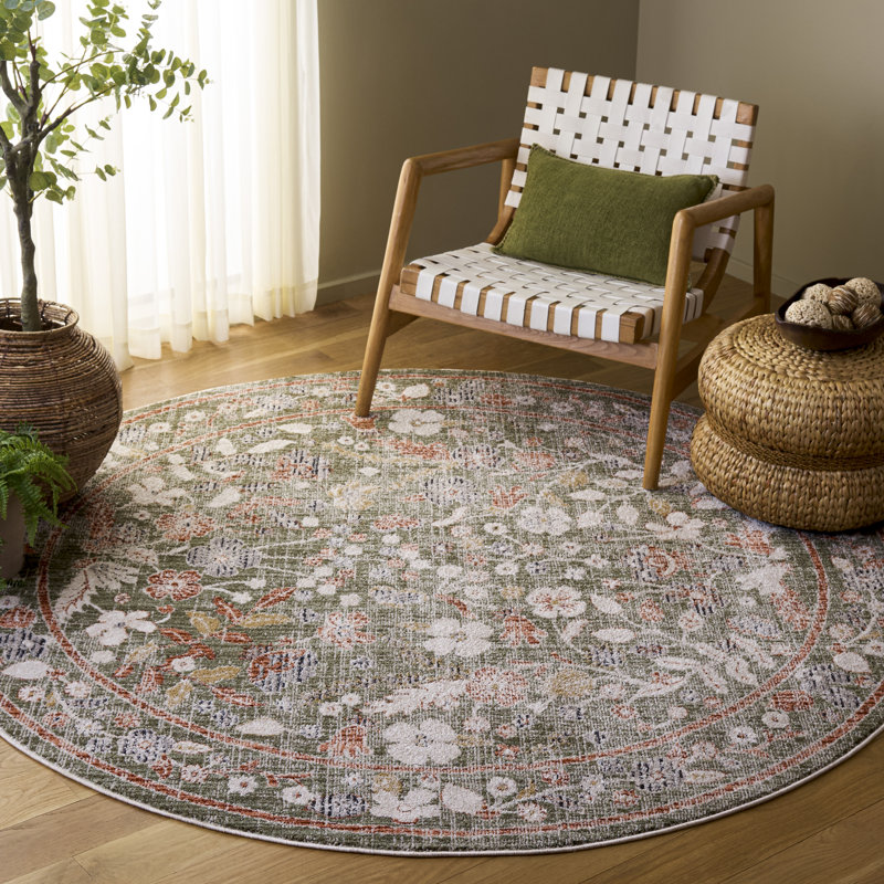 Grove 632 Performance Floral Rug, Round 6'7"