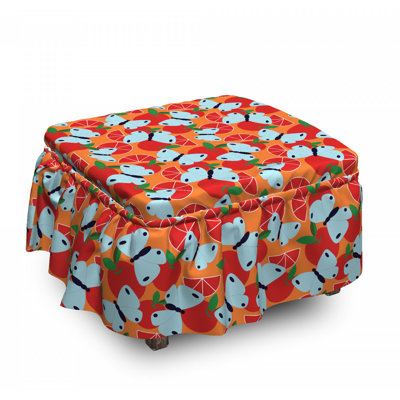 Housse pour repose-pieds agrume fruit papillons