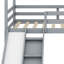 Lit mezzanine bas avec glissade, échelle, barrières de sécurité, cadre de toit de maison-1780720621