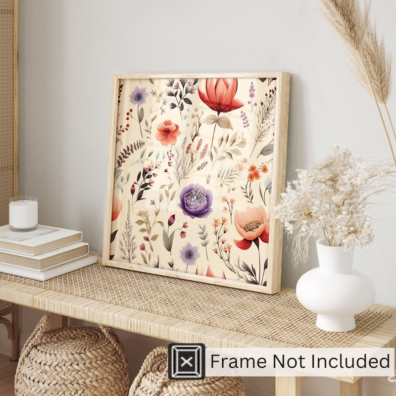 «Botanical Wildflowers», reproduction d'art non encadrée, H 20 po x l 20 po