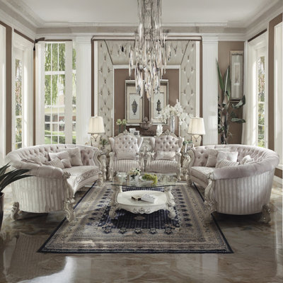 Shenice Traditional Sofa With Carved Frame & 5 Accent Pillows