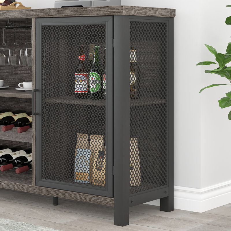 55'' Bar Cabinet, Dark Gray Oak/Black