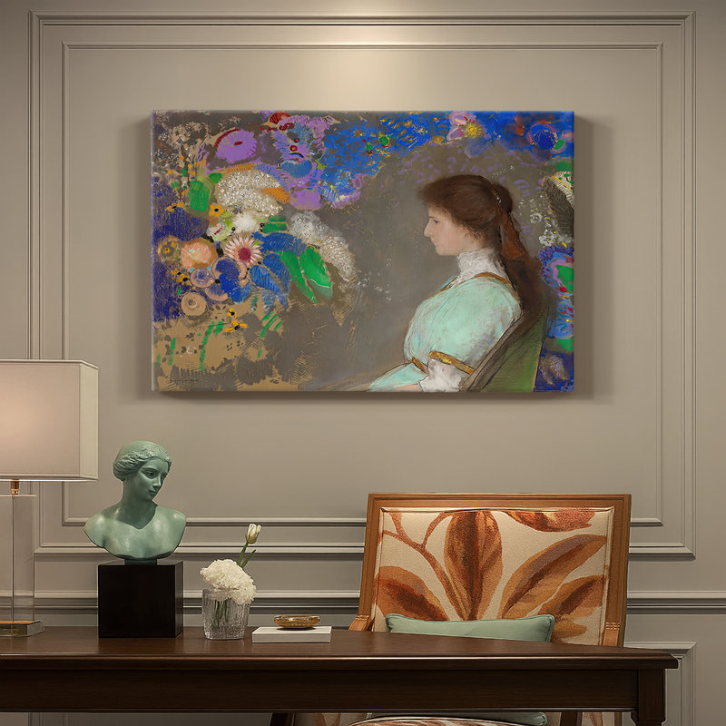 Odilon Redon «Portrait of Violette Heymann» - Art mural sur toile tendue de qualité musée, 12 x 18