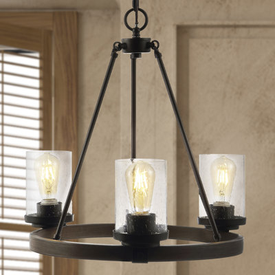 Lustre en roue de chariot pour îlot de cuisine Hylton