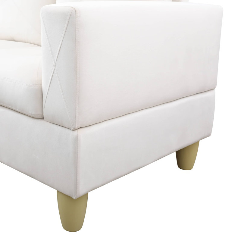 Rafah Upholstered Sectional, Right Hand Facing, Cream Microfiber/Microsuede