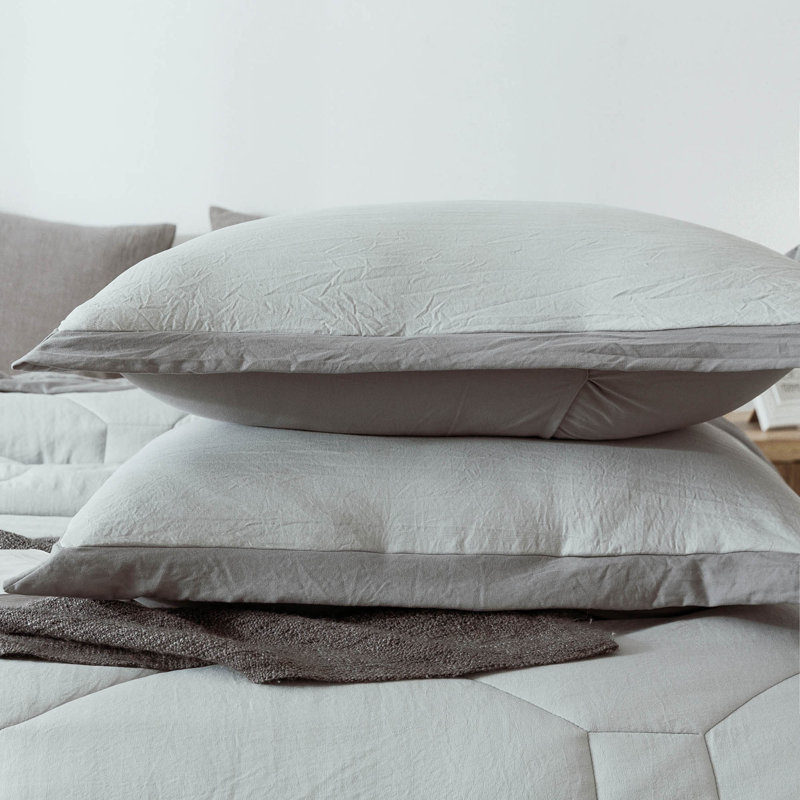 Satin Comforter, King Comforter + 2 Shams, Light Gray