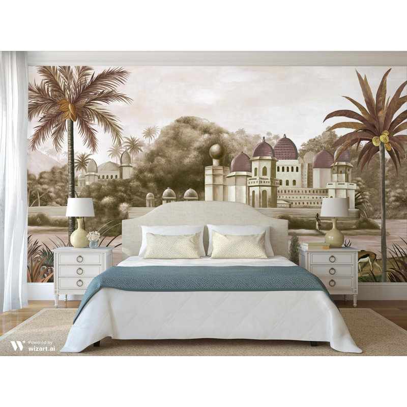 Papier peint Exotic Jungle Palace, L 117,96 po x l 225 po, Brun