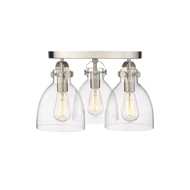 Plafonnier encastré 3 lumières Smeltertown, Transparent, Nickel satiné