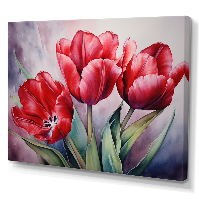 Tulipes tranquillité - Tulipes, reproductions d'art mural, Toile tendue, H 16 po x l 32 po x P 1 po