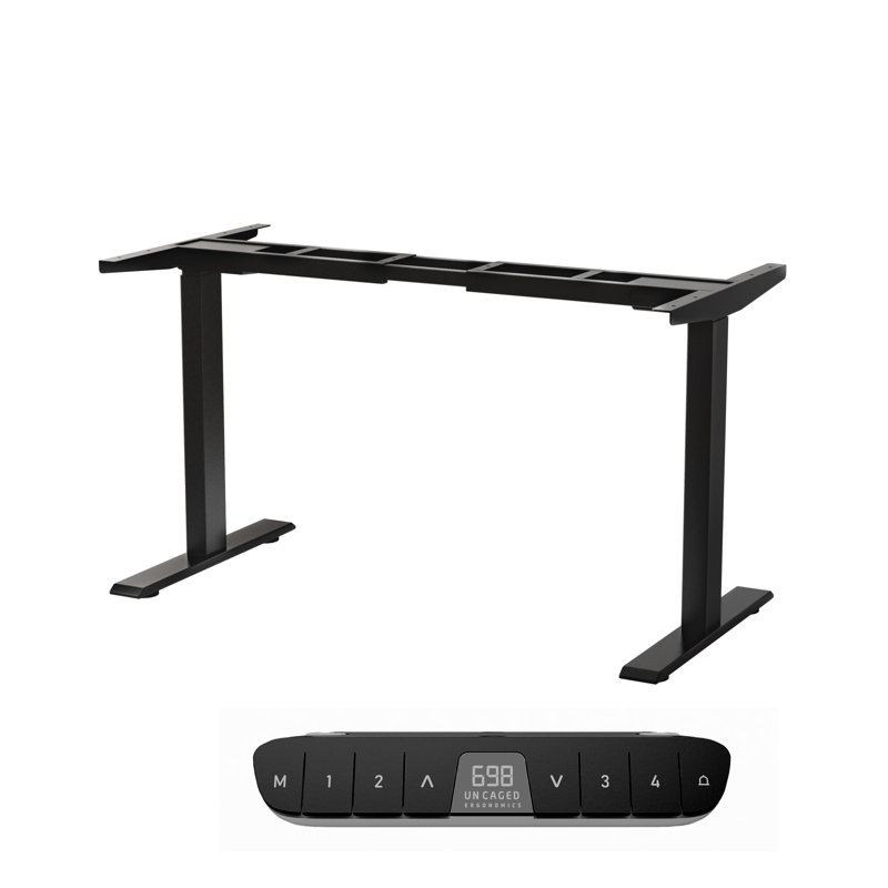 Uncaged Ergonomics Rise Up Dual-Motor Electric Standing Desk Frame - Height Adjustable Sit-Stand Desk Base with Memory Presets, Black