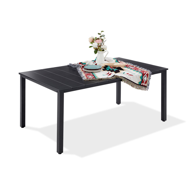 Rectangular Metal Outdoor Dining Table , 63.38'' in. W 35.23'' in. D, Black