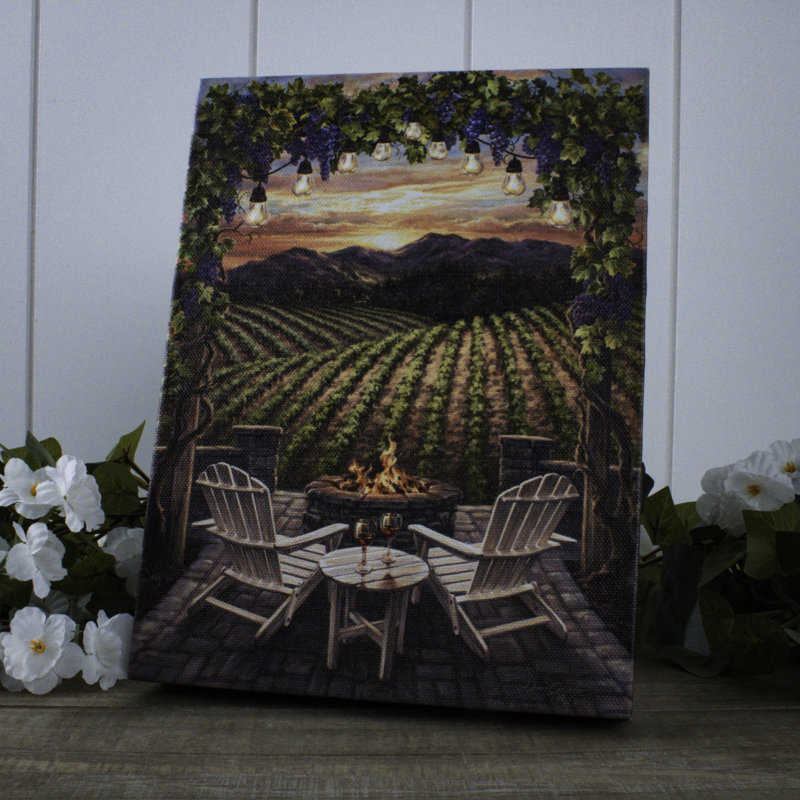 Sickels - Wine at Sunset 8x6 Lighted Tabletop Canvas