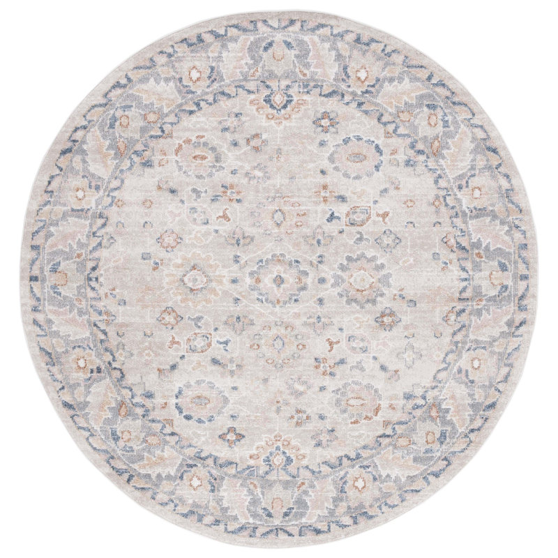 Tapis oriental beige / gris Eeli, Rond 6 pi 7 po