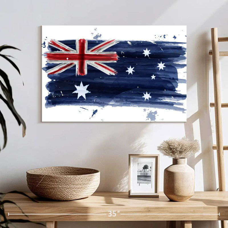 Borges Painted Australian Flag, 32" H x 48" W