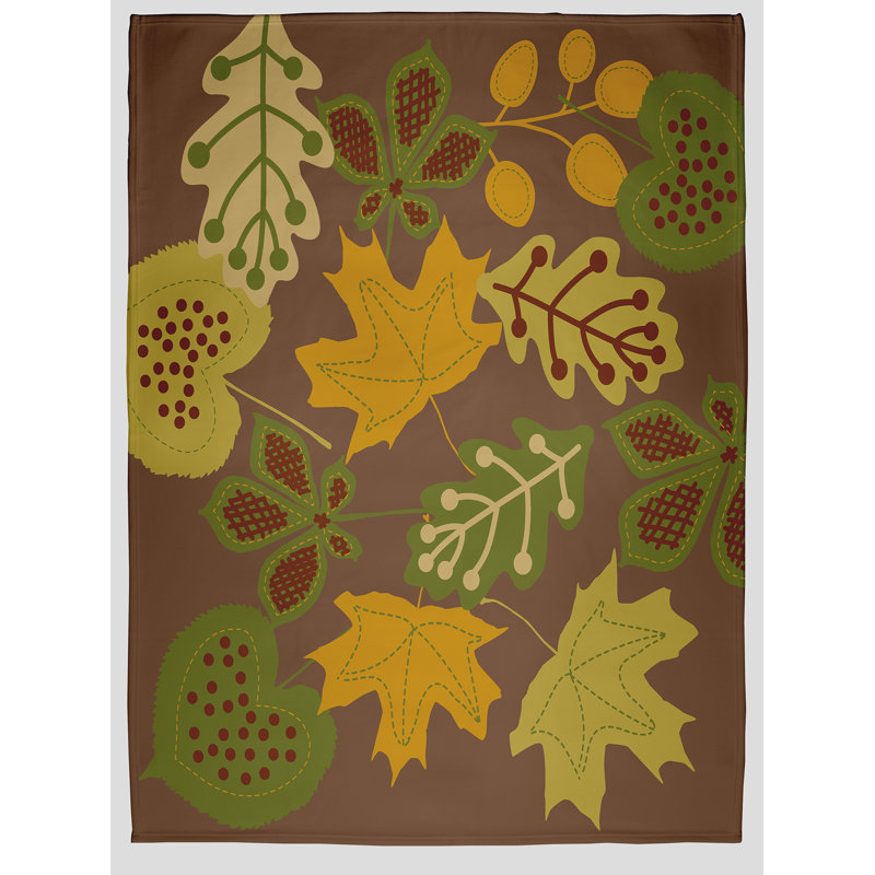 Fall Leaves Autumn Throw Blanket, Brown, 50" W x 60" L
