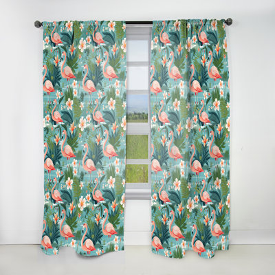 Flamingo Paradise Tropical Motif I - Rideau floral - Rideau floral obscurcissant - 1 panneau