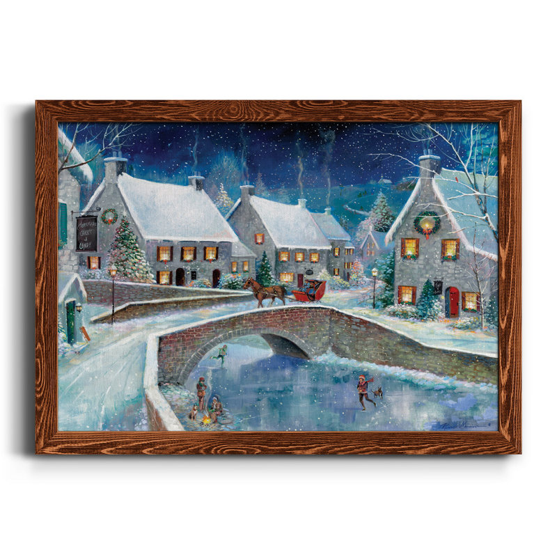 Warm Winter Wonderland - Cadre photo, reproduction d'art sur toile, H 31,5 po x l 23,5 po x P 1,5 po, Toile avec cadre érable