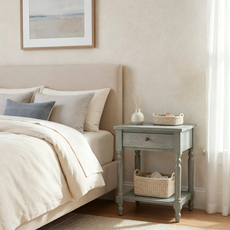 Table de chevet avec tiroir et tablette Tami Grey Ash Grey