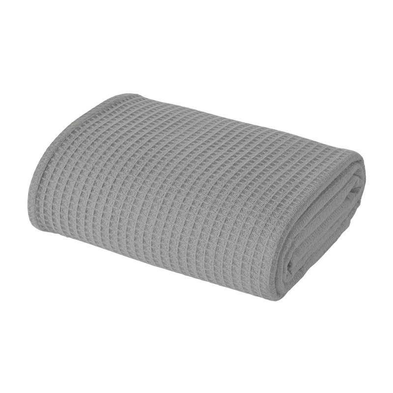 Couverture thermique moderne 100% coton gaufré Modern, Grand lit, Gris clair