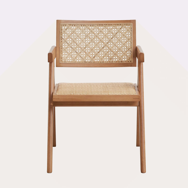 Ensemble de 2 fauteuils de cuisine décontractés en rotin de style Mid-Century