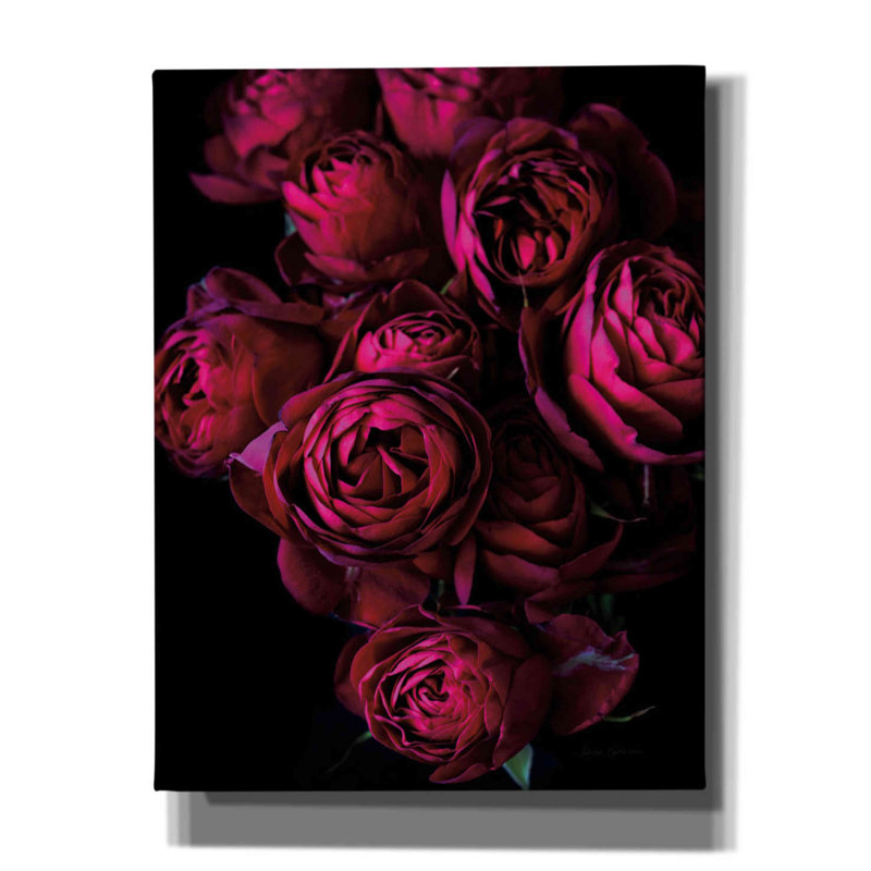 Chou rose sur toile par Elise Catterall, H 34 po x l 26 po x P 1,5 po