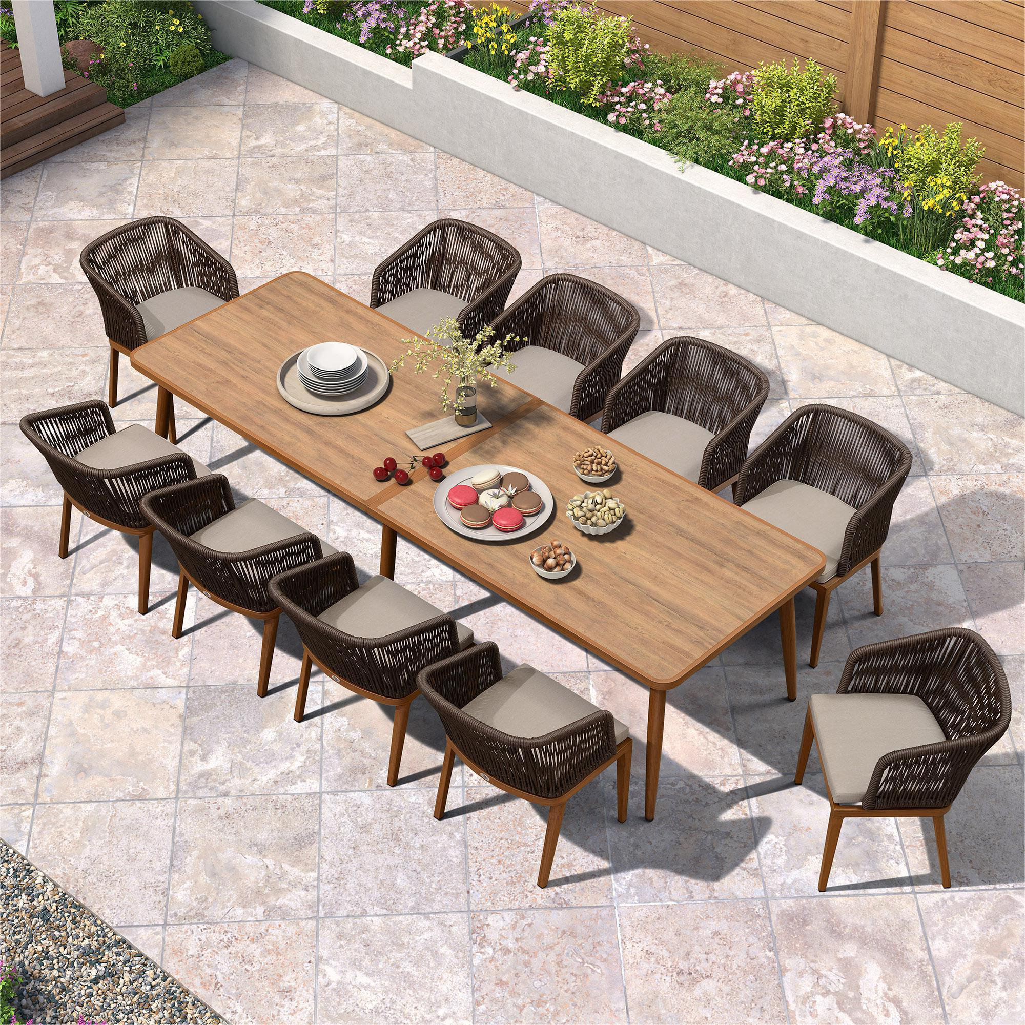 Corrigan Studio® 11 Pieces Outdoor Dining Table And Chairs Set Metal ...