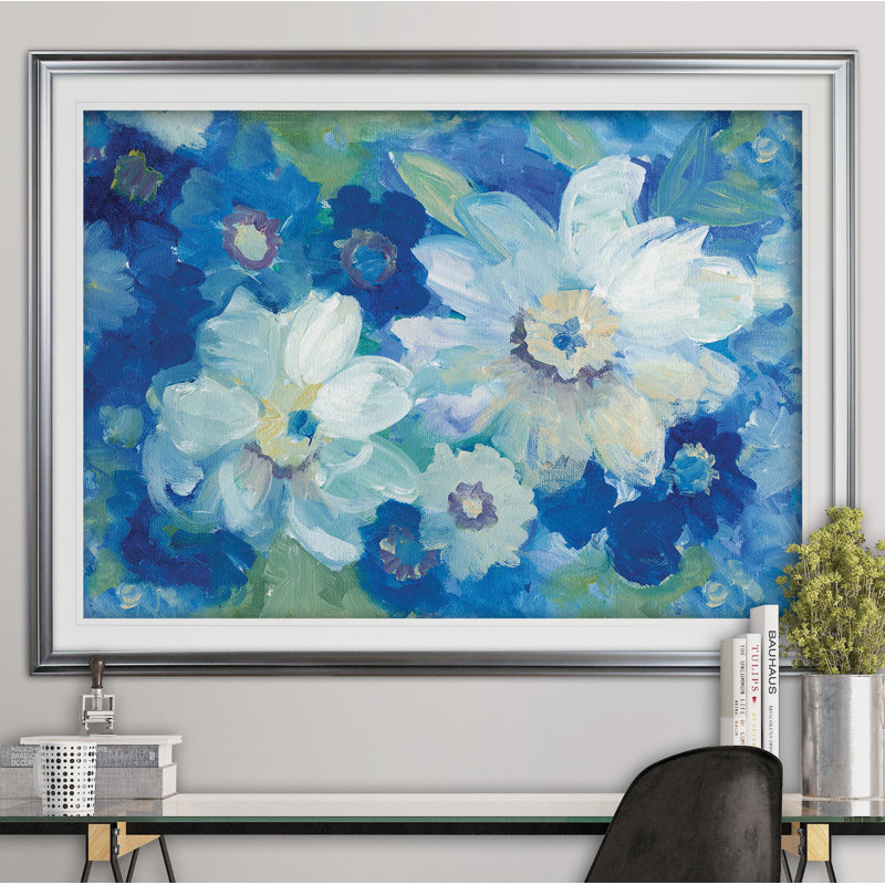 Blue Nocturne I - reproduction de cadre photo, H 30 po x l 40 po x P 1,5 po, Argent