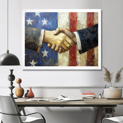 Art mural sur toile, "A symbolique d'une poignée de main entre les États-Unis et les Alliés I"
