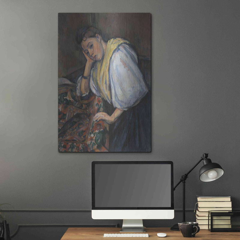 "Jeune italienne à une table" par MASTERS, H 36 po x l 24 po