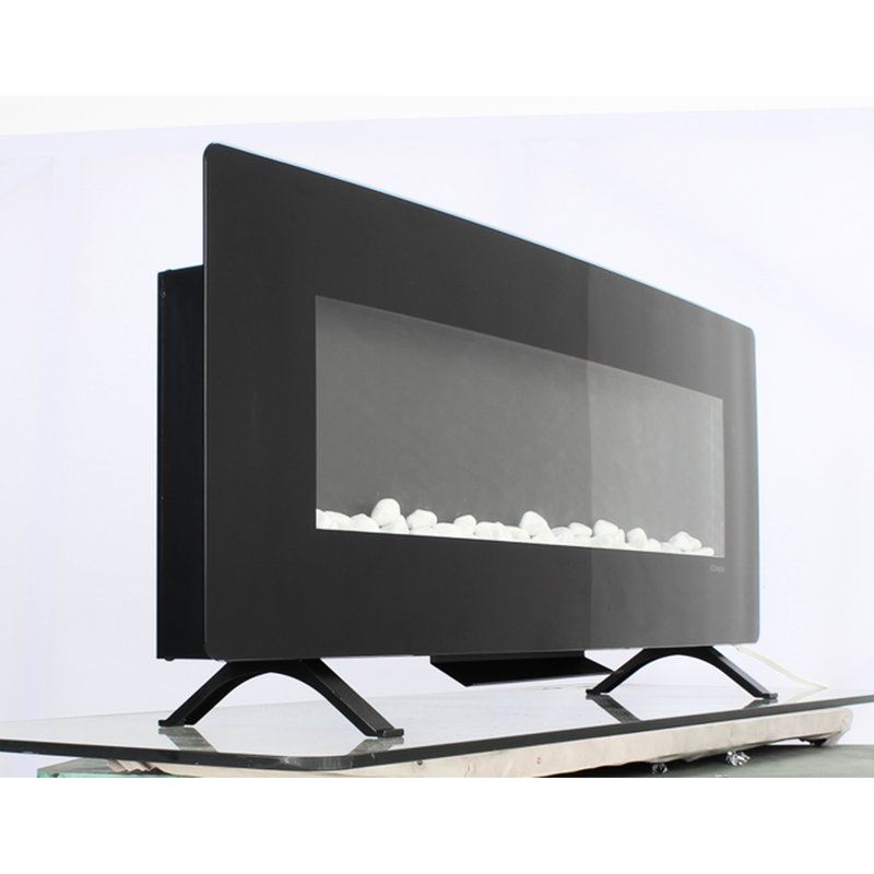Curved Front Fireplace - 5000 /H Heat, 8 Ember Bed Colors, Remote Included, 3 Brightness Levels, Wall Mounted 5.24 Inch Wide 1400W Electric Mounted/Table Top