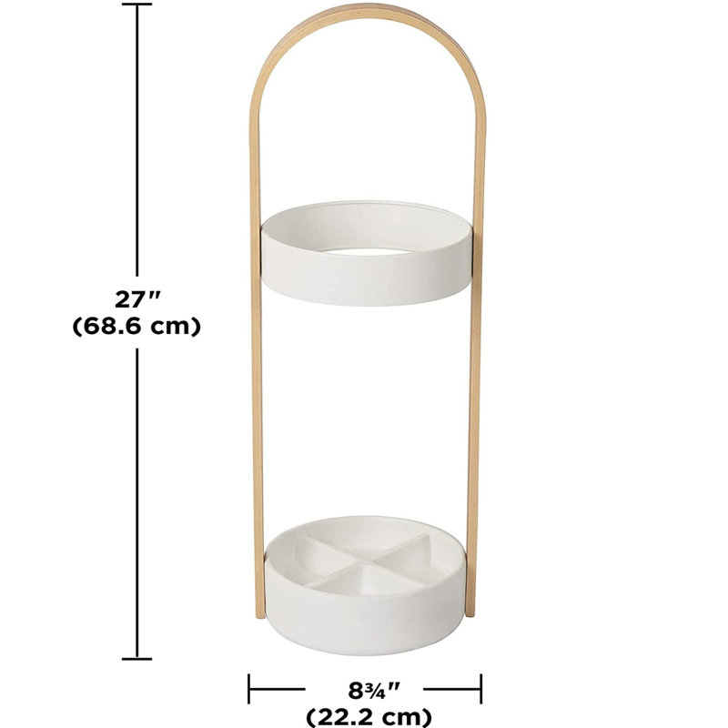 Bellwood Umbrella Stand, White/Natural
