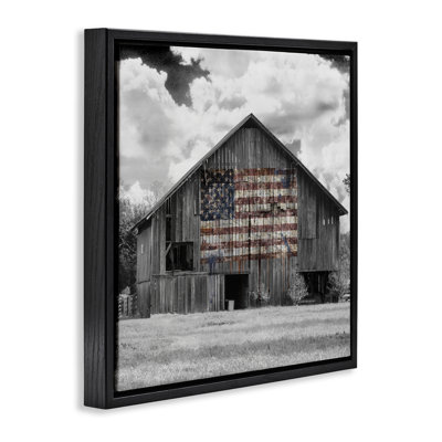 USA Flag Monochrome Barn Floating Frame, design by Decent Exposures
