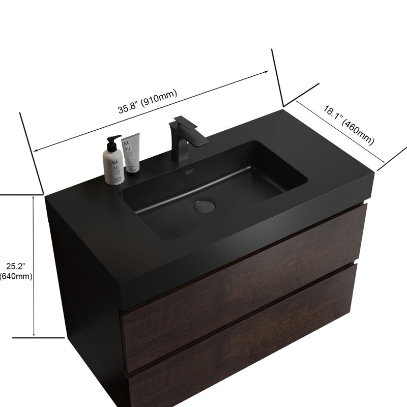 Sleek Matte Black Engineered Quartz Basin - Making Bathrooms Stand Out Stunning A Statement In