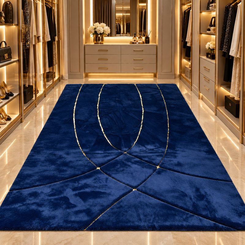 Tapis bleu marine en peluche Midnight, Rectangle 9 pi 6 po x 13 pi 6 po