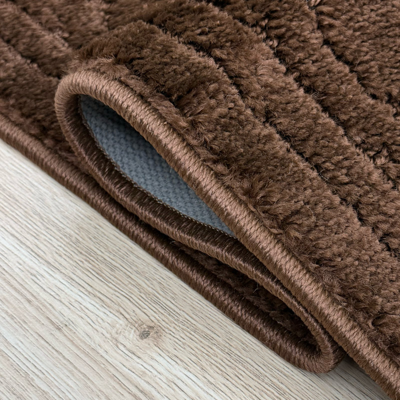 Tapis de couloir brun à motif treillis marocain, lavable à la machine et antidérapant, 66 cm x 91 cm