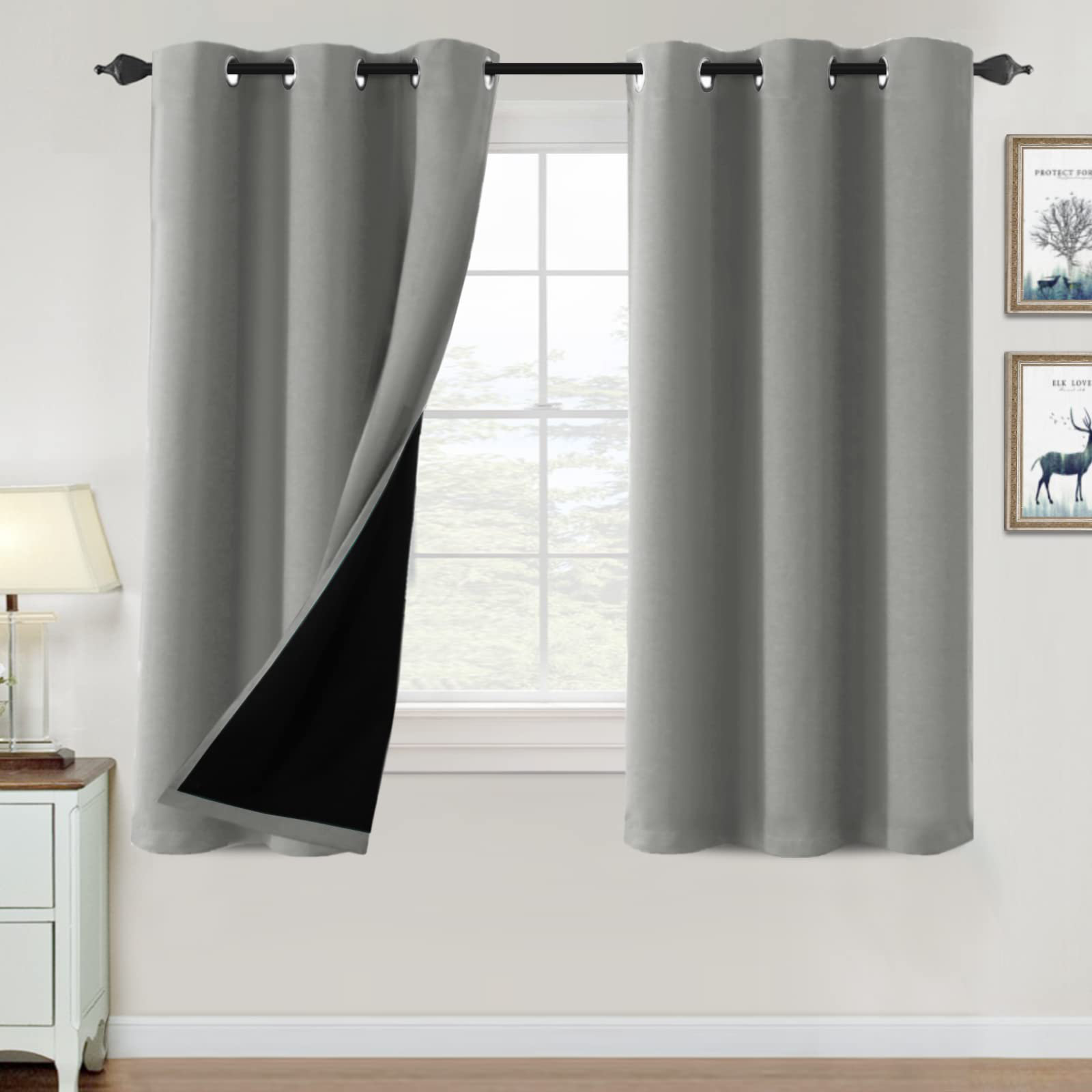 Window Blackout Curtains, Portable Window Blind Curtain Shade Window Cover  100% Black Out Diy Anti Uv & Privacy Protection Room Darkening Drapes