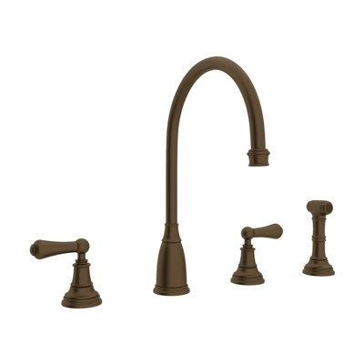 Georgian Era Two Handle Kitchen Faucet With Side Spray