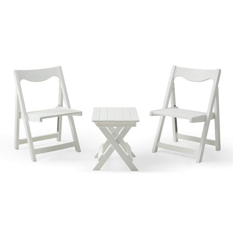 Hips Foldable Table And 2 Chairs , Rectangular White Outdoor Furniture For Practical Use Chair White, Includes