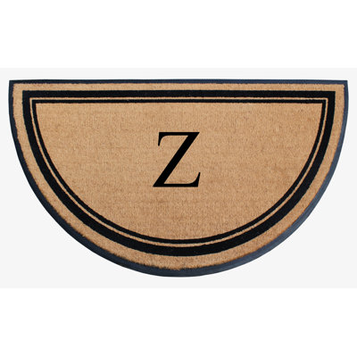 Jalacia Natural Coir & Rubber Half Round Monogrammed 36" x 72"  Non-Slip Outdoor Doormat