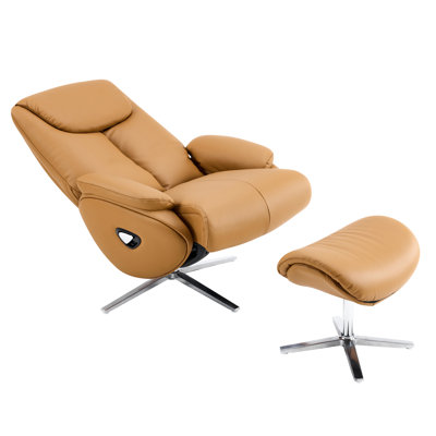 Fauteuil inclinable et repose-pieds en cuir Choco