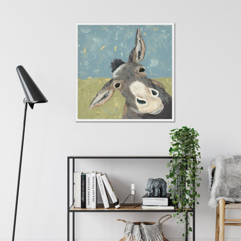 Farm Life-Mule by Jade Reynolds - Painting, 80cm H x 80cm W, White Framed Paper Print