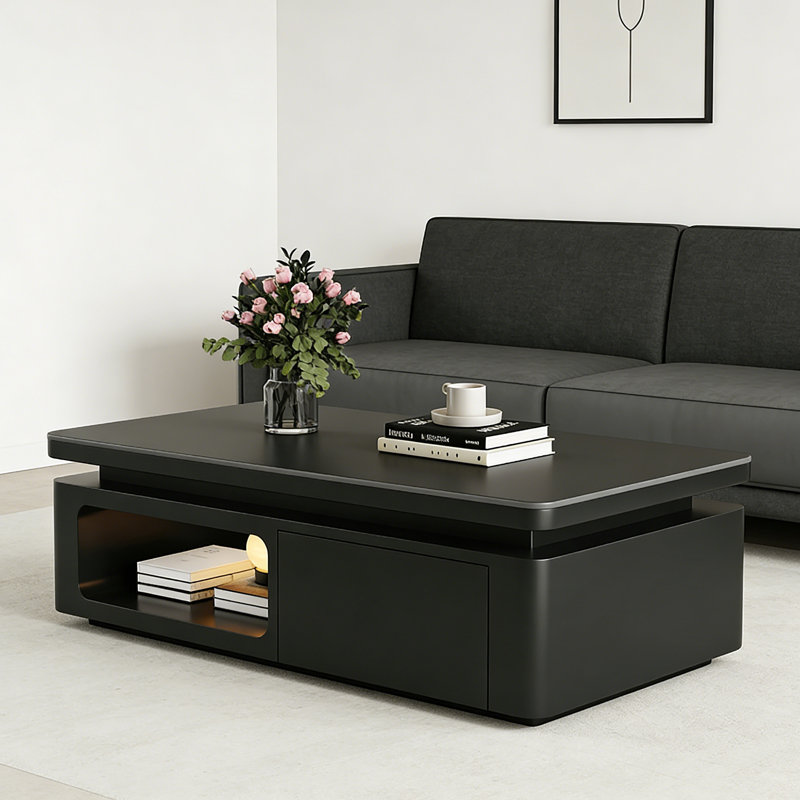 Table basse Luxury, Noir, H 16,53 po x L 55,11 po x l 27,55 po
